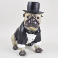HUMOROUS PUG IN BOW TIE AND TAILS - NOVELTY DOG ORNAMENT / FIGURINE / FUN GIFT 5051071399604  371931737374